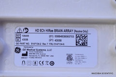 GE HD 8CH HIRES BRAIN ARRAY RECEIVE ONLY 106455 5147134-2 REV 7 FRU MRI COIL