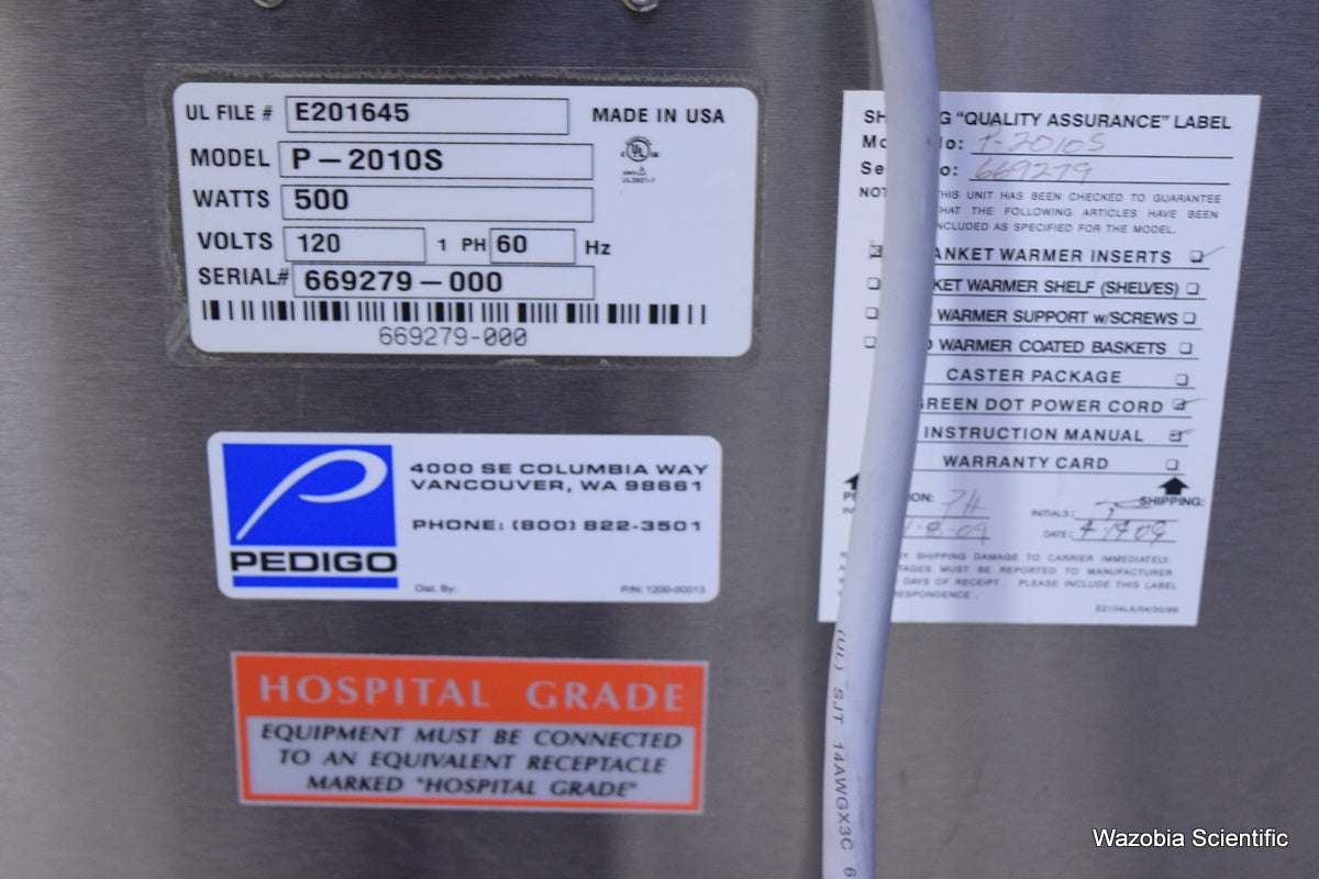 PEDIGO P-2010S HOSPITAL GRADE BLANKET TOWEL WARMING CABINET WARMER