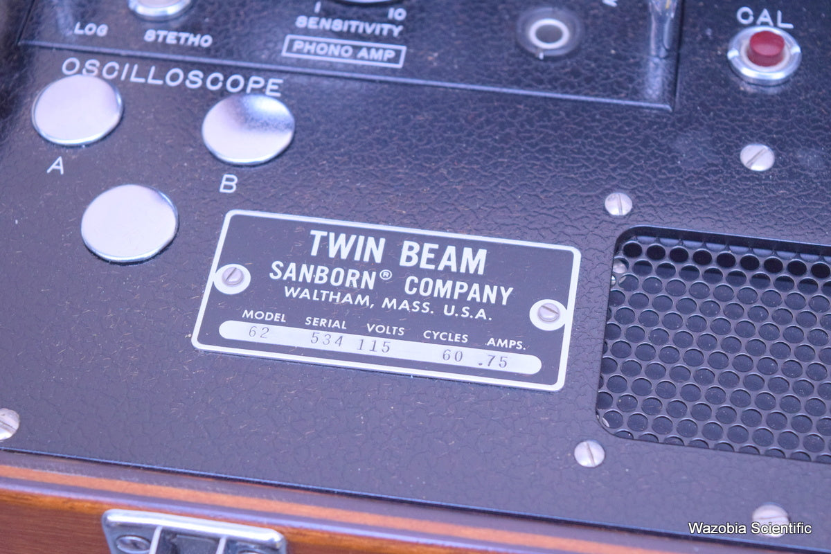 SANBORN COMPANY TWIN BEAM MODEL 62 ELECTROCARDIOGRAPH OSCILLOSCOPE VINTAGE