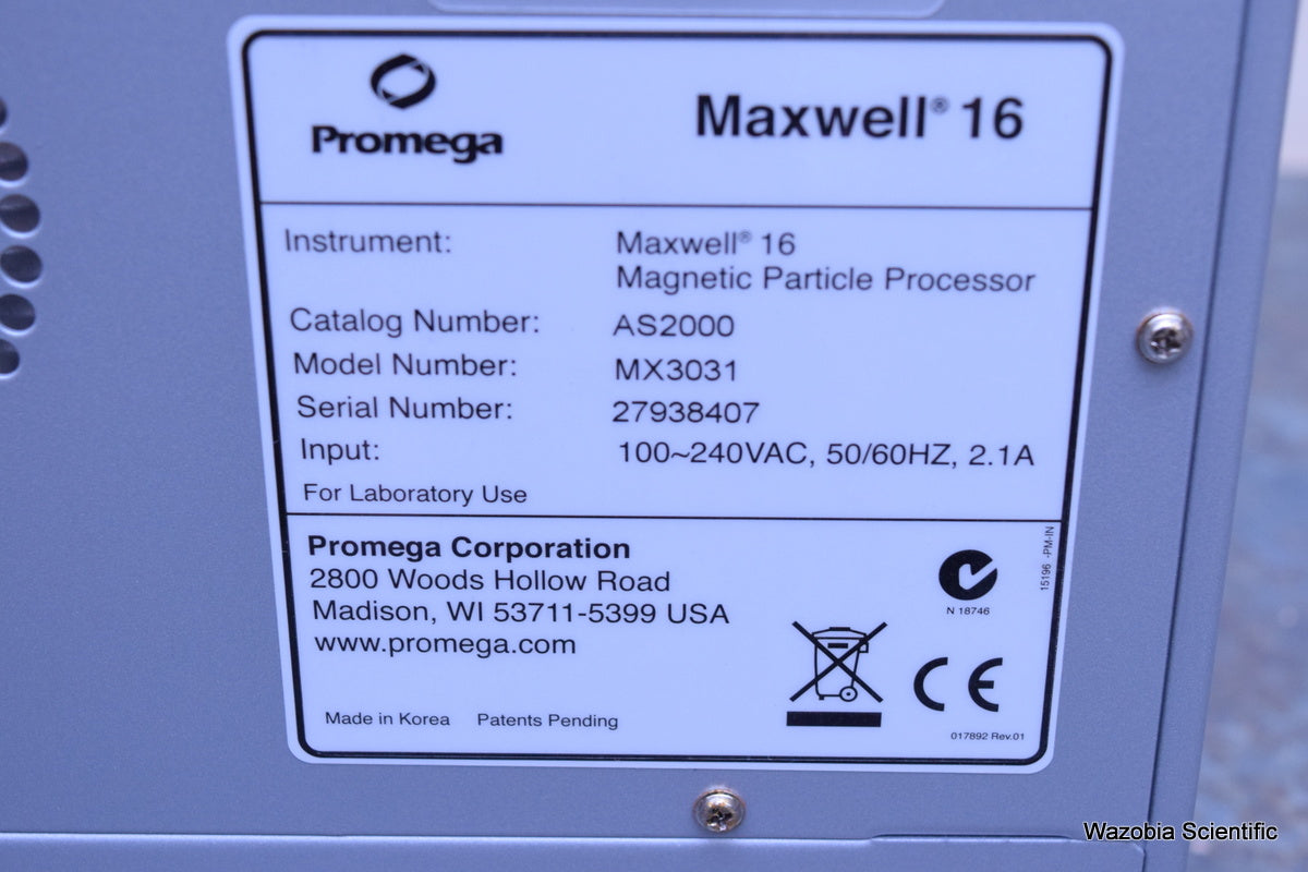 PROMEGA MAXWELL 16 DNA EXTRACTION PURIFICATION SYSTEM AS2000 MX3031