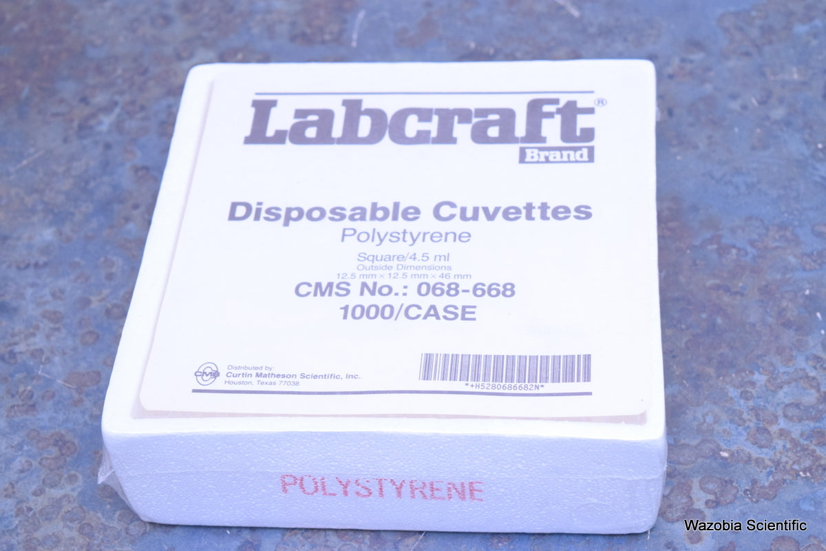 LABCRAFT DISPOSABLE CUVETTES POLYSTYRENE CMS 068-668 SQUARE 4.5 ML  100/PK