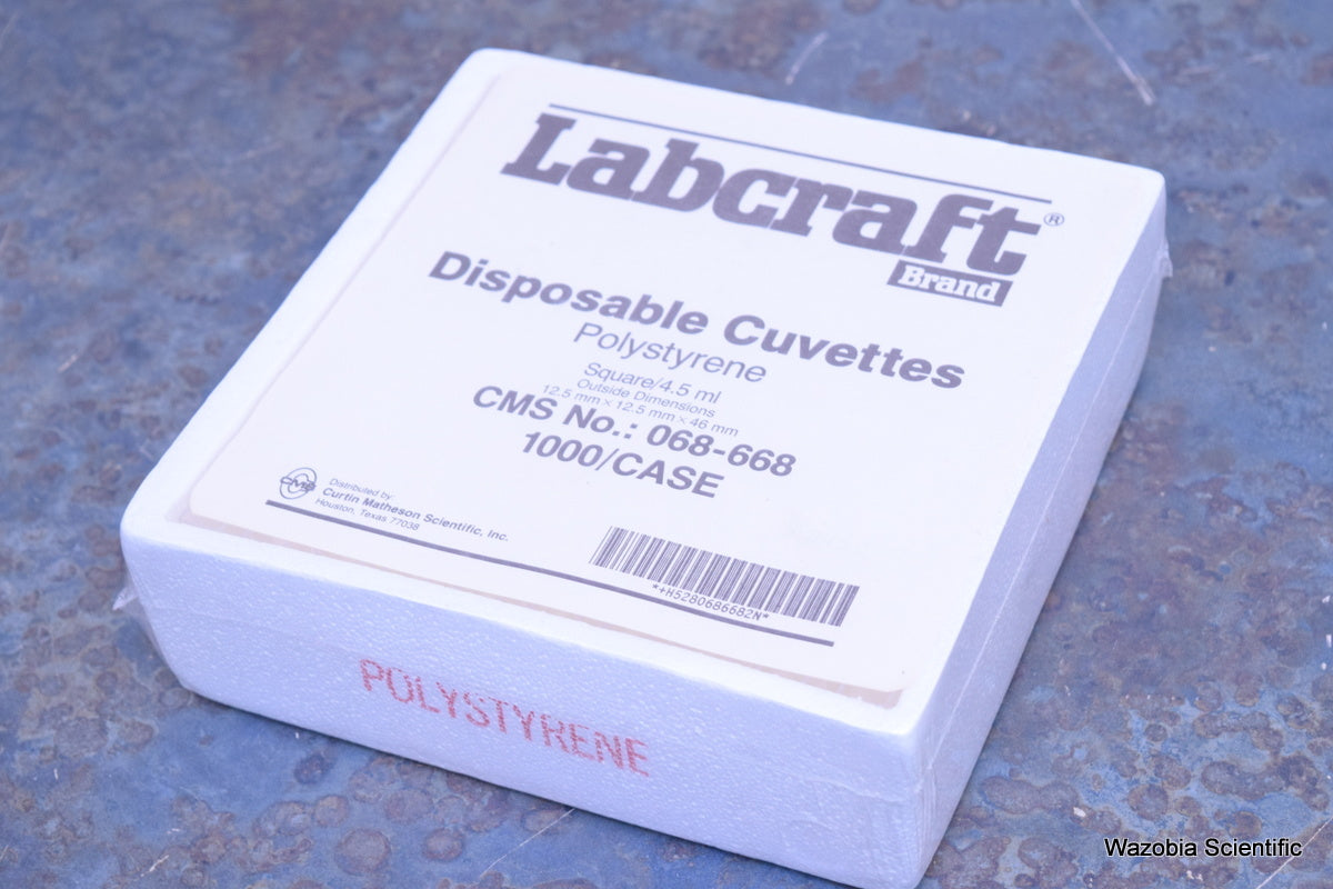 LABCRAFT DISPOSABLE CUVETTES POLYSTYRENE CMS 068-668 SQUARE 4.5 ML  100/PK