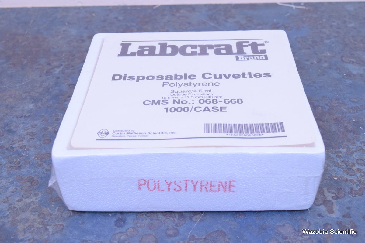 LABCRAFT DISPOSABLE CUVETTES POLYSTYRENE CMS 068-668 SQUARE 4.5 ML  100/PK