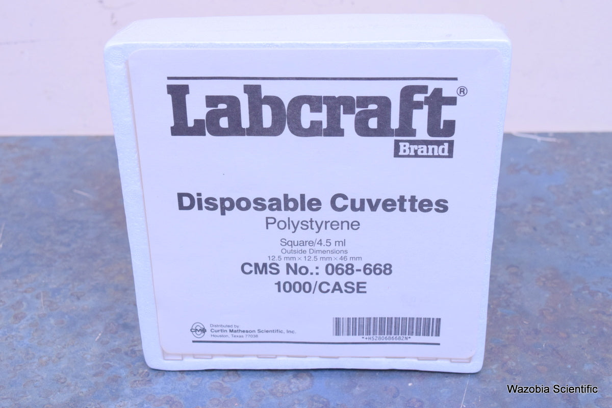 LABCRAFT DISPOSABLE CUVETTES POLYSTYRENE CMS 068-668 SQUARE 4.5 ML  100/PK