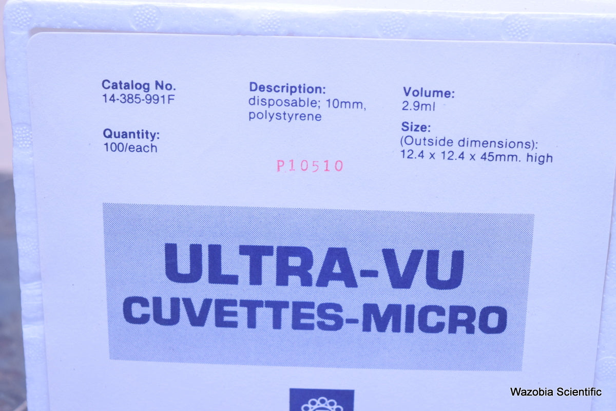 FISHER SCIENTIFIC ULTRA-VU CUVETTES-MICRO 14-385-991F 100 PCS