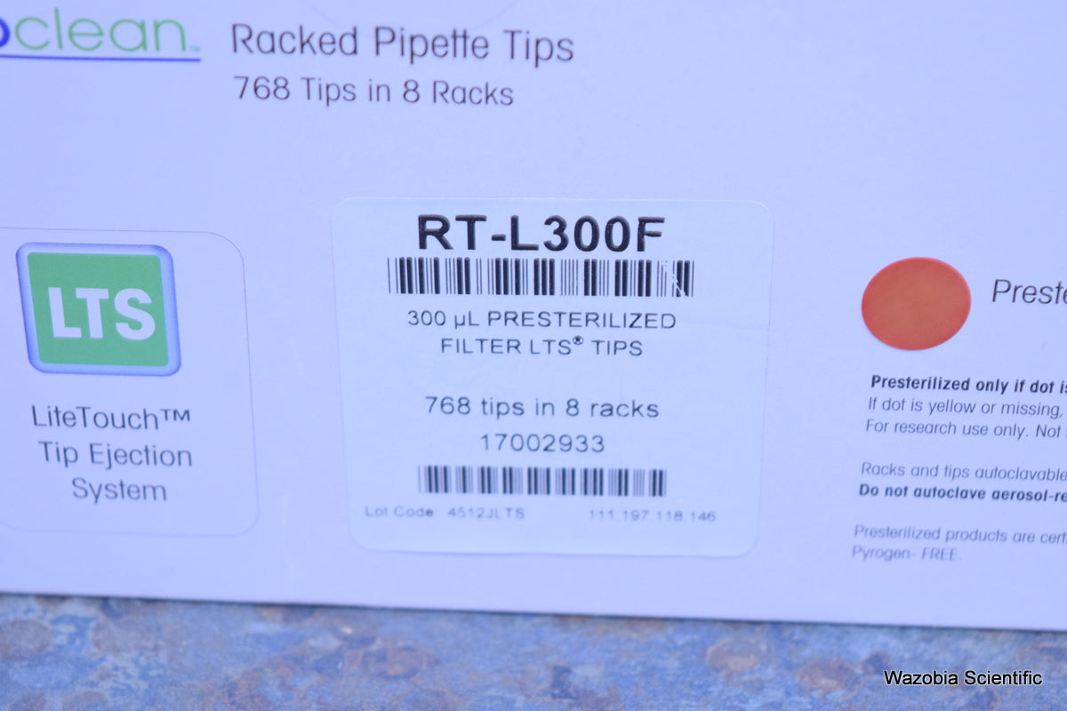 RAININ METTLER TOLEDO RACKED PIPETTE TIPS 300 UL RT-L300F 768 TIPS IN 8 RACKS