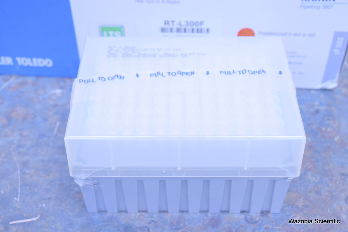 RAININ METTLER TOLEDO RACKED PIPETTE TIPS 300 UL RT-L300F 768 TIPS IN 8 RACKS