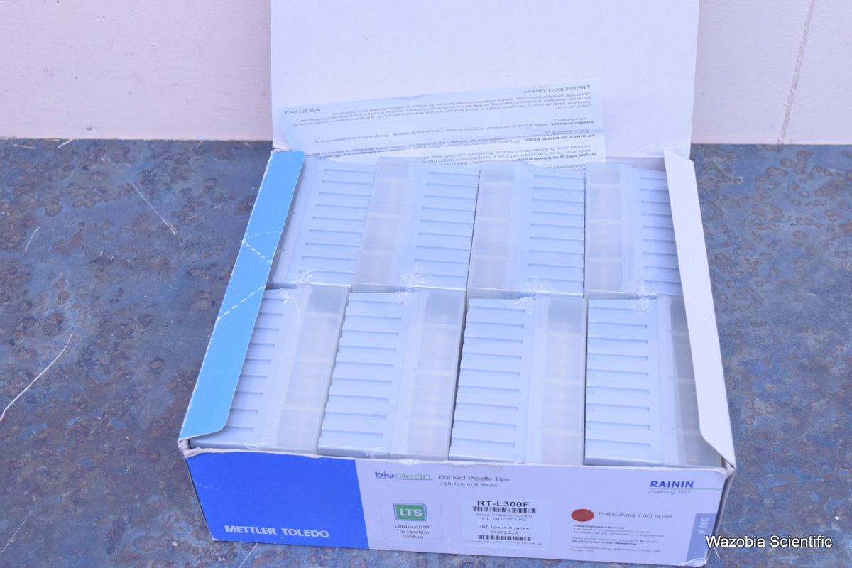 RAININ METTLER TOLEDO RACKED PIPETTE TIPS 300 UL RT-L300F 768 TIPS IN 8 RACKS
