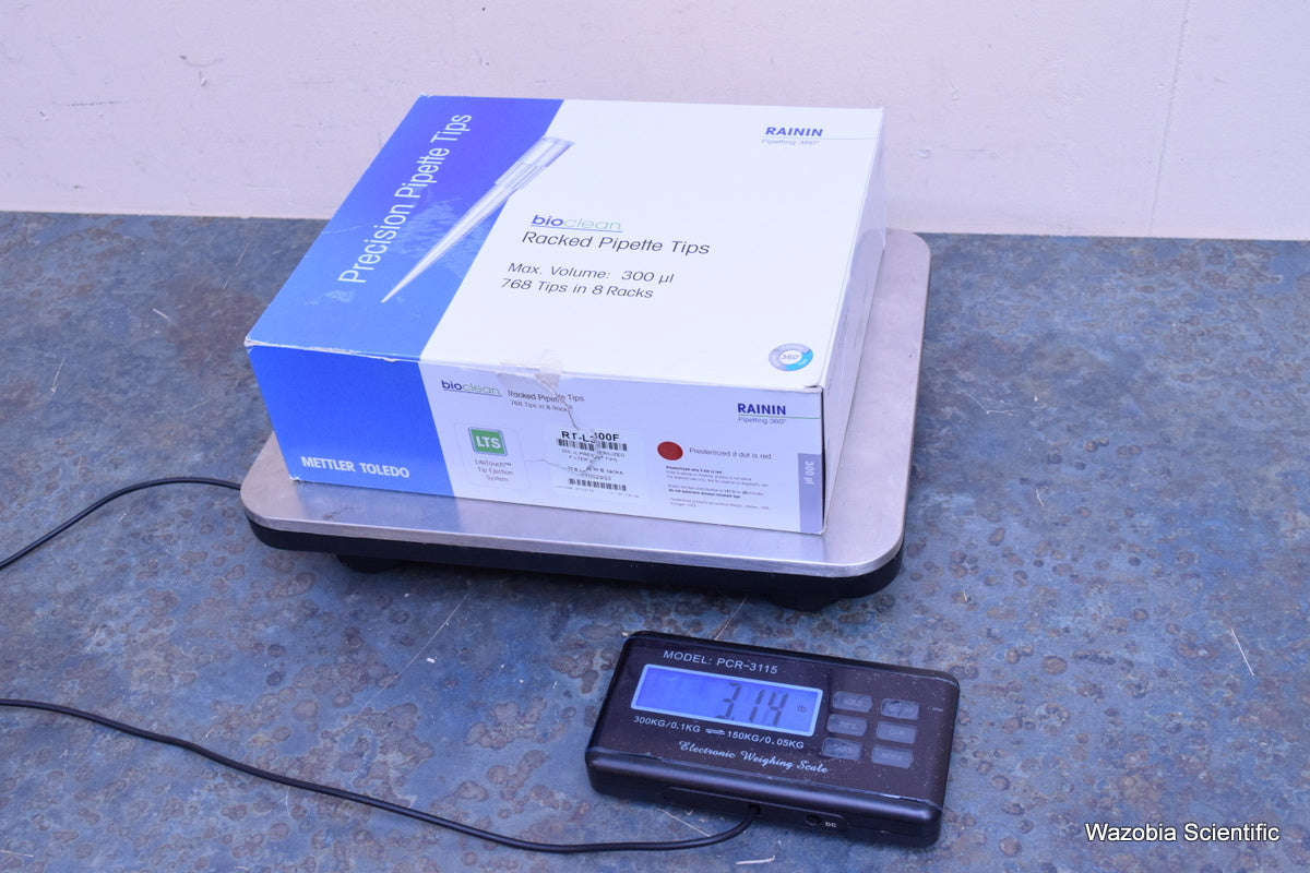 RAININ METTLER TOLEDO RACKED PIPETTE TIPS 300 UL RT-L300F 768 TIPS IN 8 RACKS