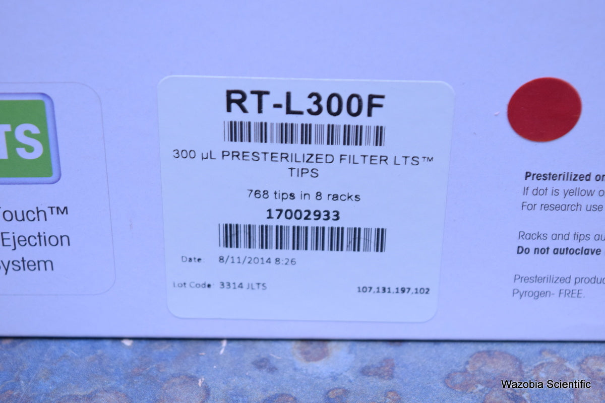 RAININ METTLER TOLEDO RACKED PIPETTE TIPS 300 UL RT-L300F 768 TIPS IN 8 RACKS