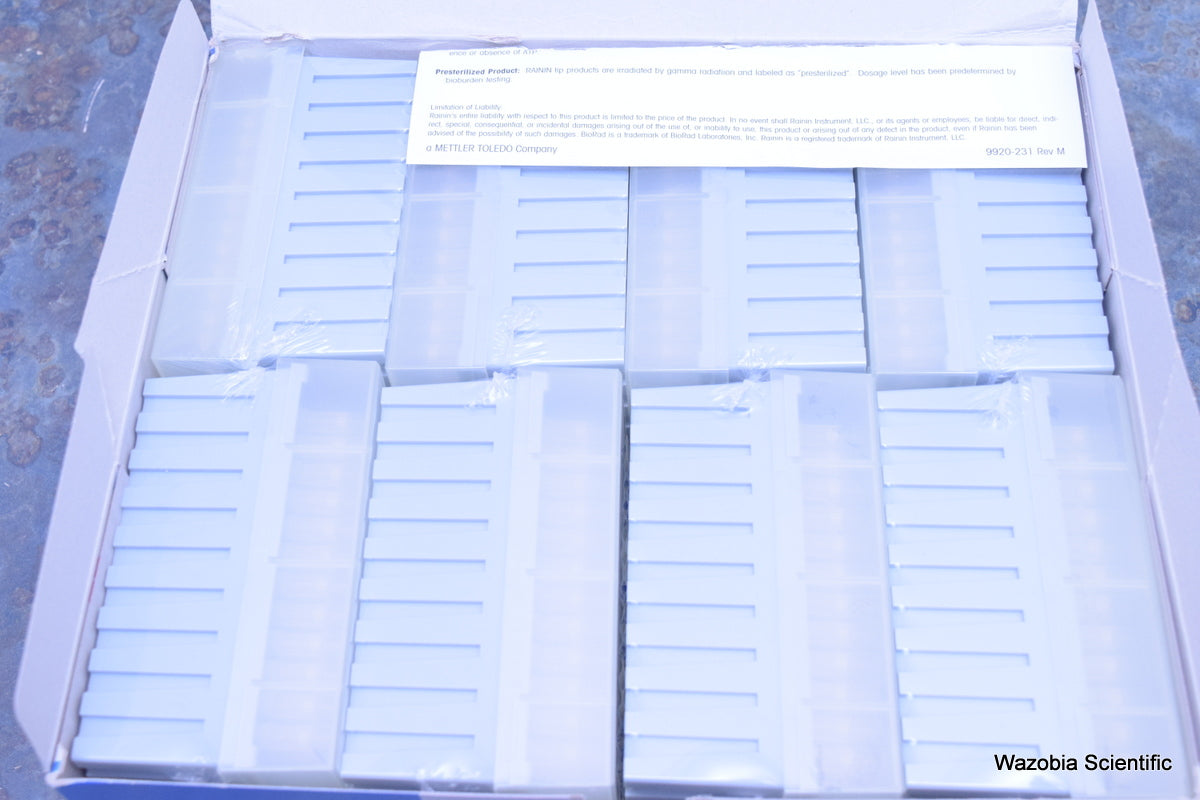 RAININ METTLER TOLEDO RACKED PIPETTE TIPS 300 UL RT-L300F 768 TIPS IN 8 RACKS