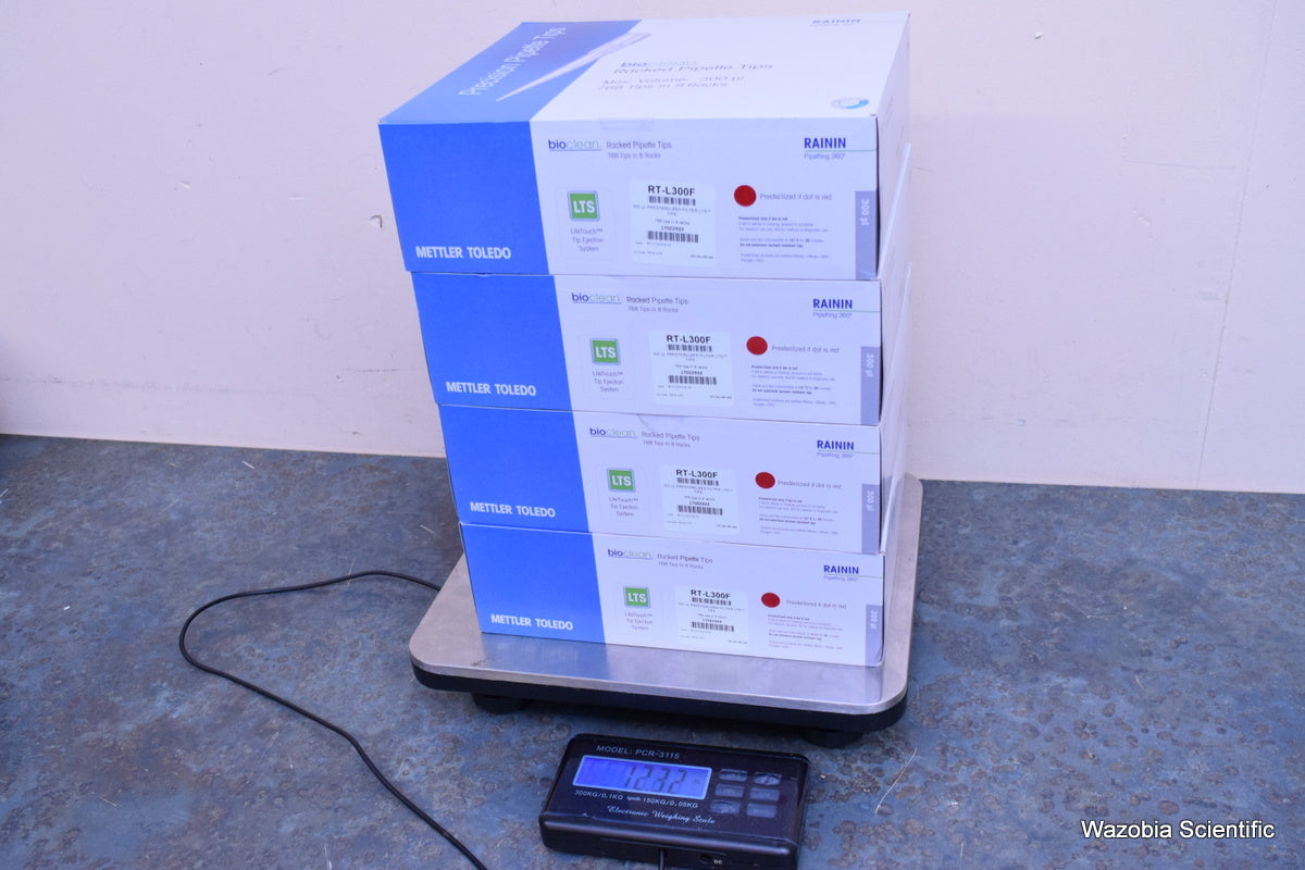 RAININ METTLER TOLEDO RACKED PIPETTE TIPS 300 UL RT-L300F 768 TIPS IN 8 RACKS