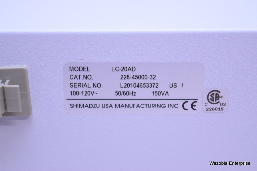 SHIMADZU LC-20AD PROMINENCE PUMP UFLC HPLC 228-45000-32