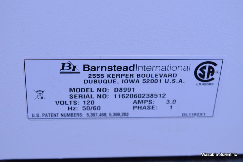 BARNSTEAD NANOPURE INFINITY ULTRAPURE WATER SYSTEM MODEL D8991