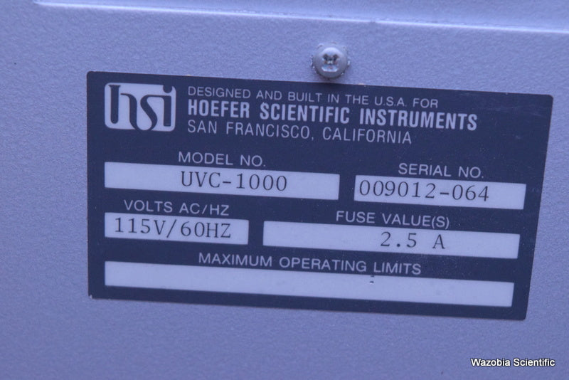 HOEFER SCIENTIFIC INSTRUMENTS UV CROSSLINKER MODEL UVC-1000