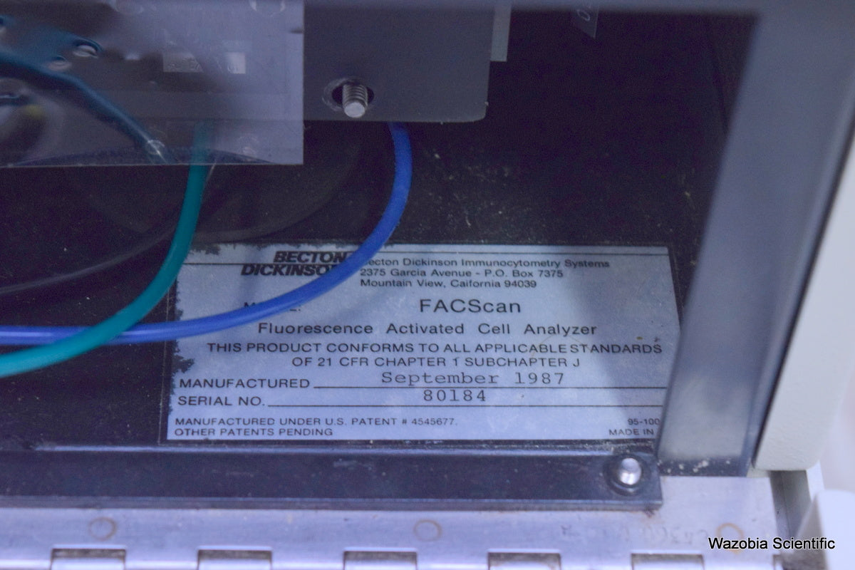 BD BECTON DICKINSON FACSCAN FLUORESCENCE ACTIVATED CELL ANALYZER WITH DETECTORS