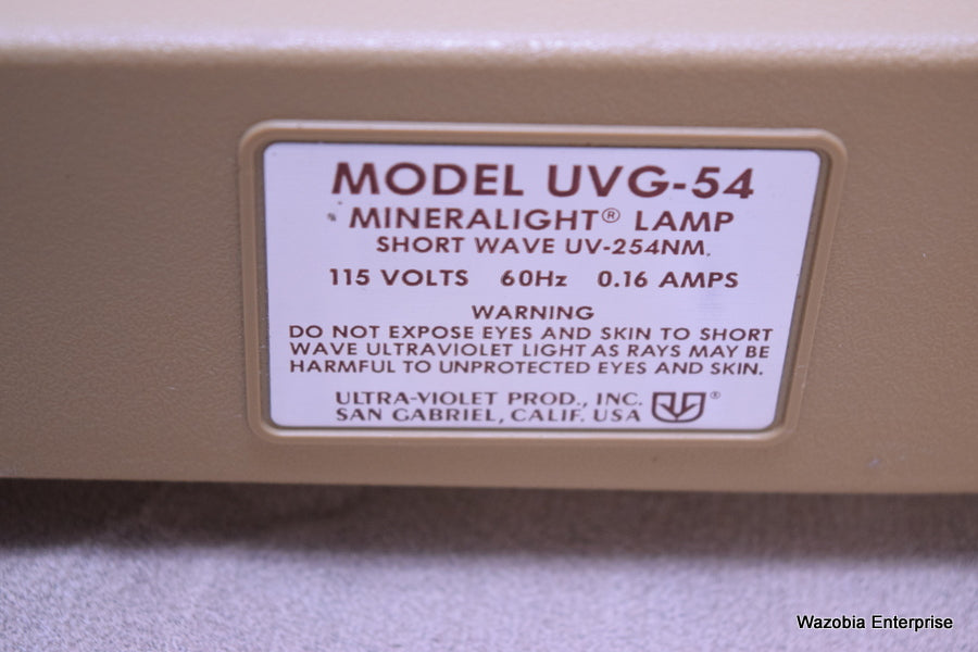 MINERALIGHT LAMP SHORT WAVE UV-254NM MODEL UVG-54