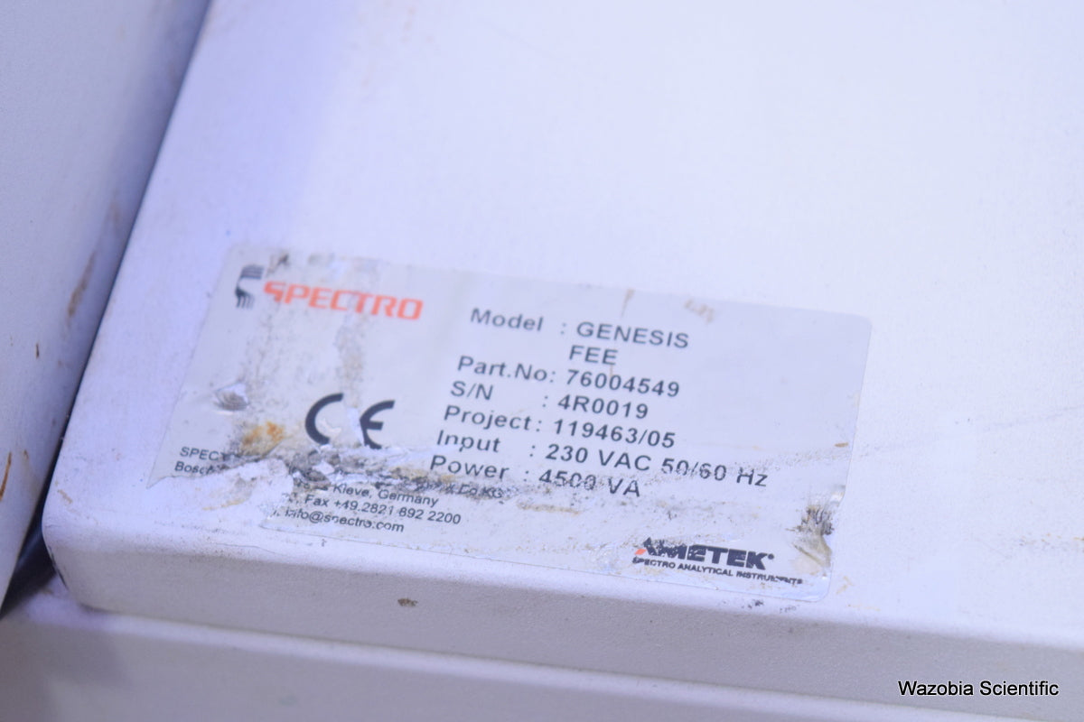 SPECTRO ANALYTICAL INSTRUMENTS GENESIS FEE 76004549 ICP-OES SPECTROMETER