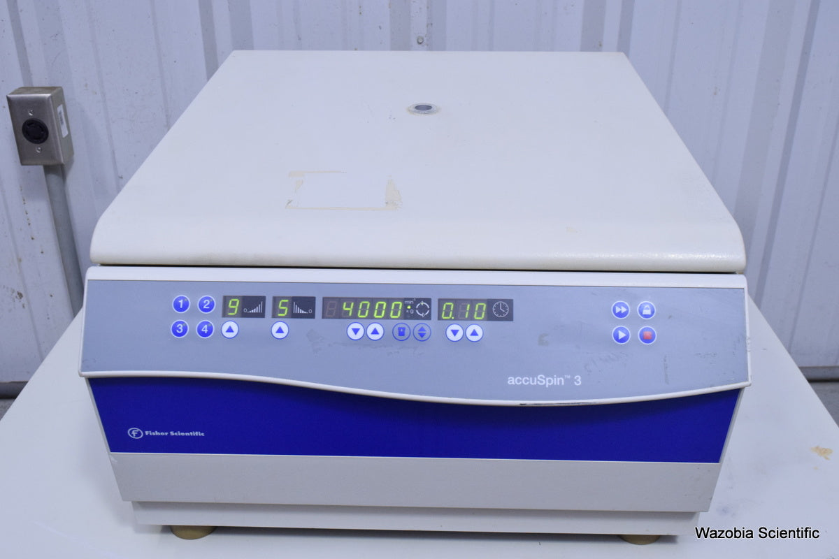 THERMO FISHER SCIENTIFIC ACCUSPIN 3 CENTRIFUGE 75004391 WITH SWING ROTOR 4393 CH