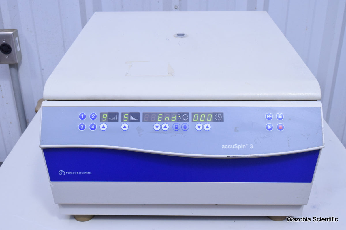 THERMO FISHER SCIENTIFIC ACCUSPIN 3 CENTRIFUGE 75004391 WITH SWING ROTOR 4393 CH