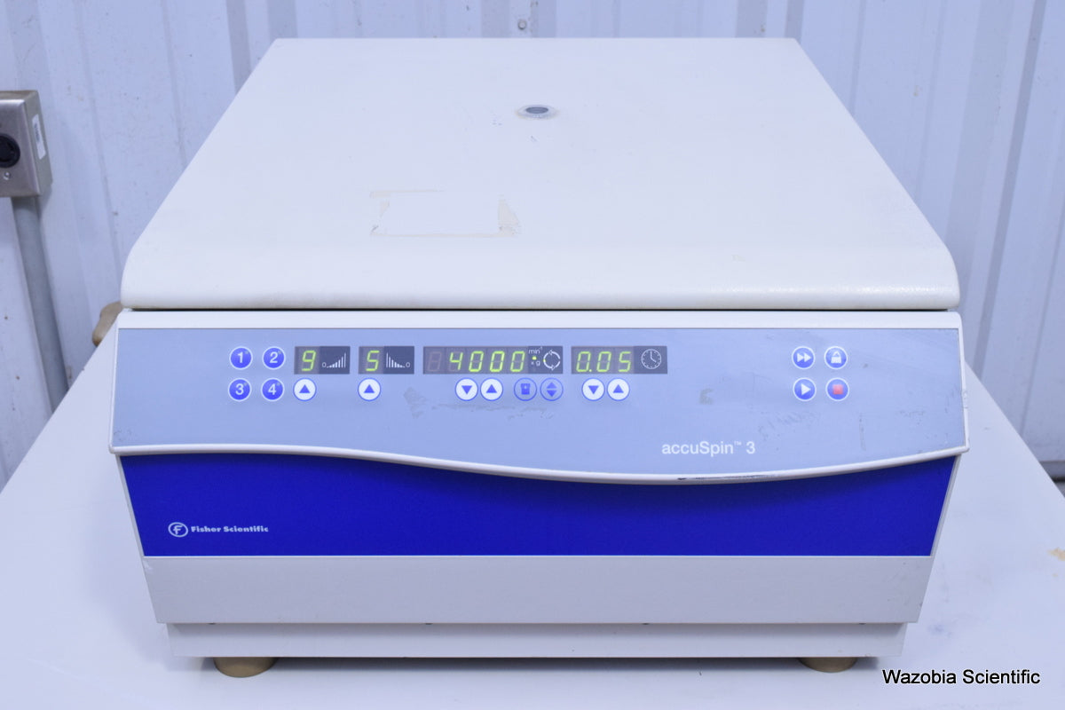 THERMO FISHER SCIENTIFIC ACCUSPIN 3 CENTRIFUGE 75004391 WITH SWING ROTOR 4393 CH