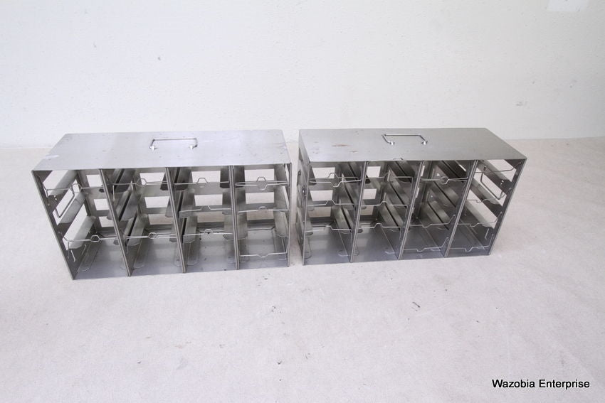 2 STAINLESS STEEL LABORATORY CRYO STORAGE FREEZER RACK CRYOGENIC