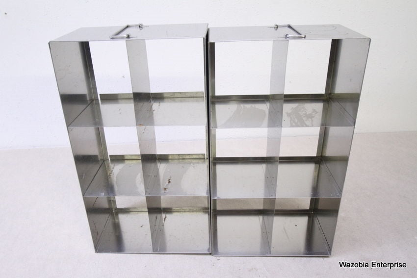 2 STAINLESS STEEL LABORATORY CRYO STORAGE FREEZER RACK CRYOGENIC 18"X6"X10"