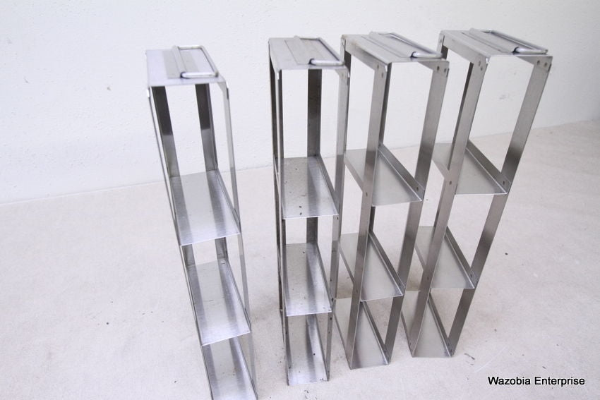 4 STAINLESS STEEL LABORATORY CRYO STORAGE FREEZER RACK CRYOGEN 16.5"X2.25"X5.25"