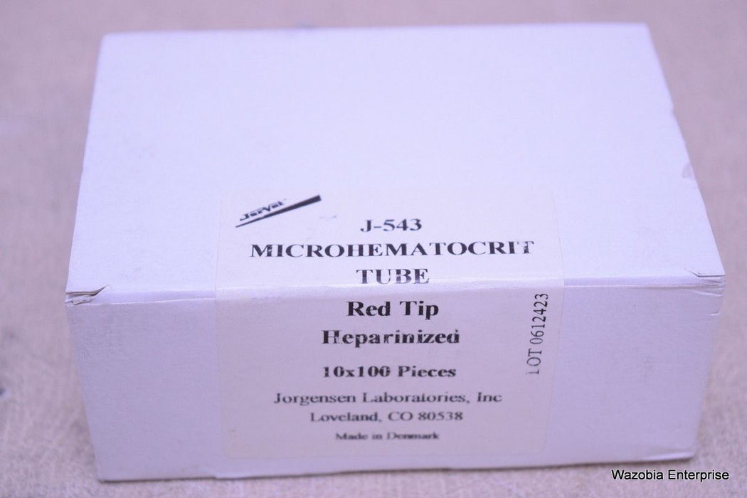 JORVET JORGENSEN J-543 MICROHEMATOCRIT TUBE RED TIP HEPARINIZED 10X100 PIECES