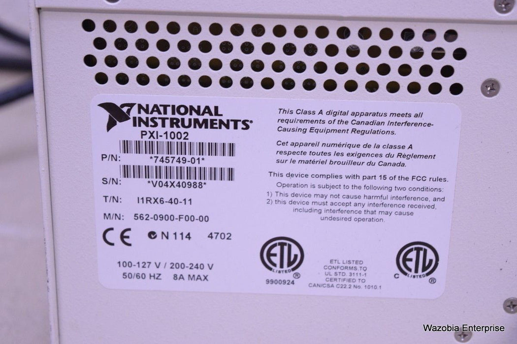 NATIONAL INSTRUMENTS PXI-1002  COMPACTPCI NI PXI-8330 PXI-6025E PXI-2586 CHASIS