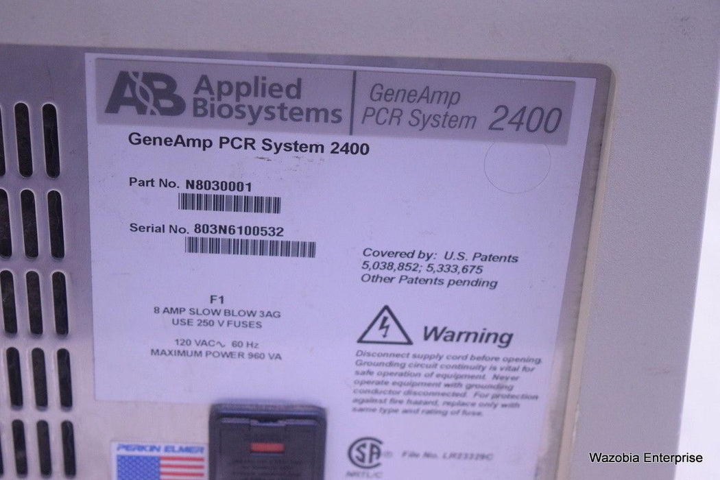 AB APPLIED BIOSYSTEM GENEAMP PCR SYSTEM 2400