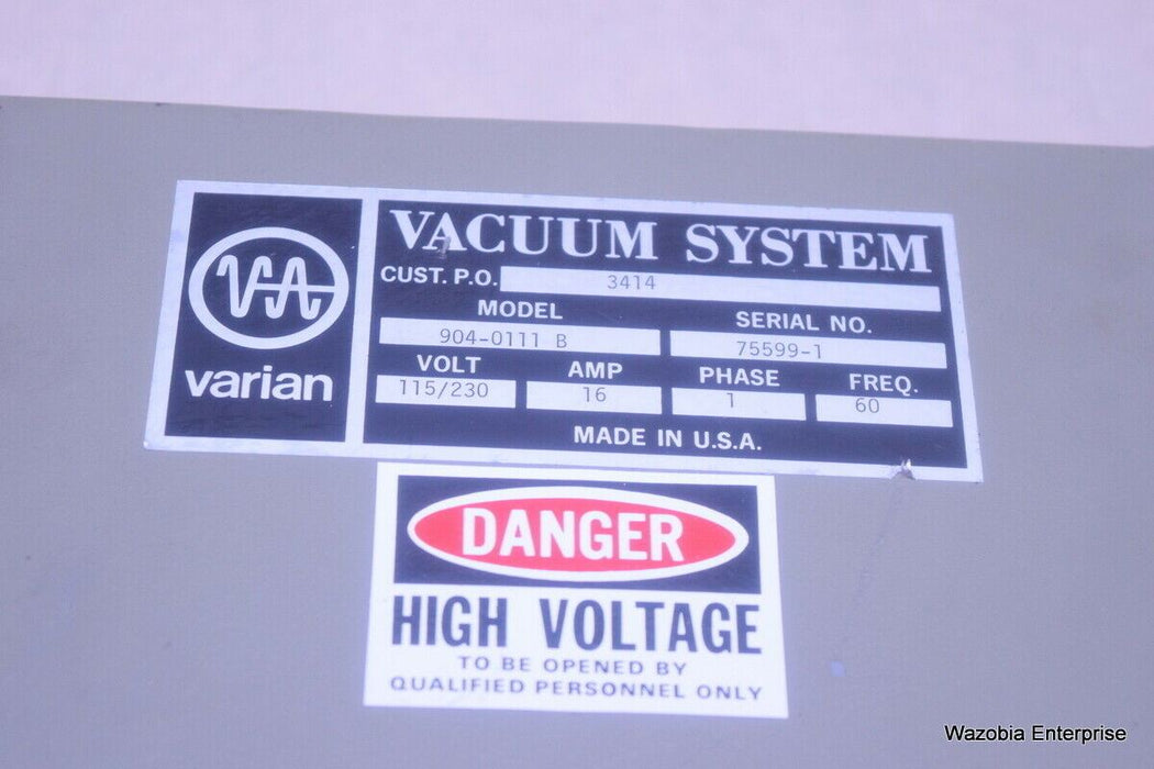 VARIAN VACUUM SYSTEM MODEL 904-0111 B