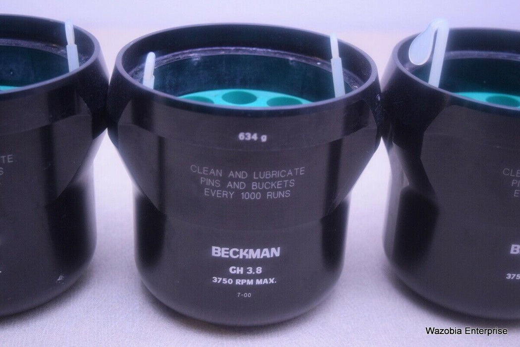 LOT OF 4 BECKMAN GH 3.8 634 G SWING CENTRIFUGE ROTOR BUCKETS WITH ADAPTERS