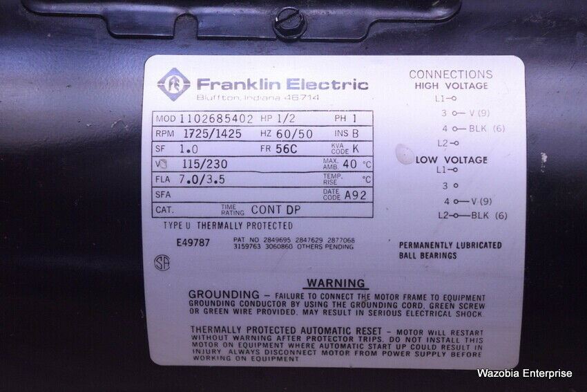 ALCATEL VACUUM PUMP TYPE 2004A WITH FRANKLIN ELECTRIC MOTOR