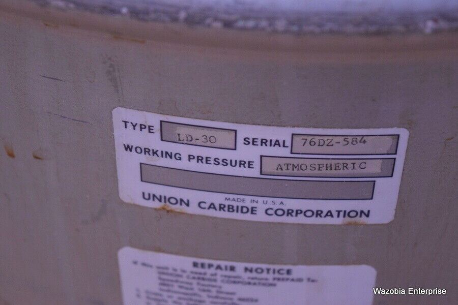 UNION CARBIDE CRYOGENIC LIQUID NITROGEN CONTAINER W/ CANISTERS TYPE LD-30