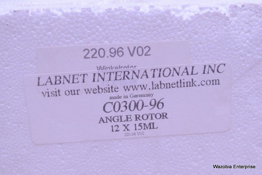 LABNET HERMLE ANGLE ROTOR 12 X 15ML CENTRIFUGE ROTOR 220.96 V02