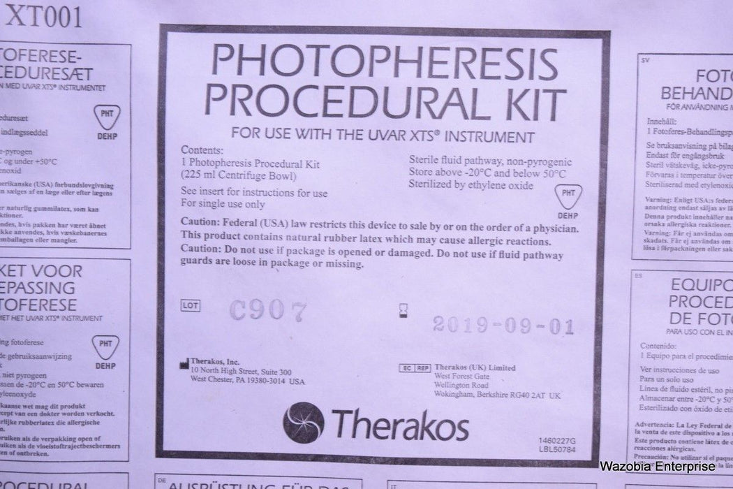 THERAKOS PHOTOPHERESIS PROCEDURAL KIT XT001 FOR UVAR XTS INSTRUMENT  2019-09-01