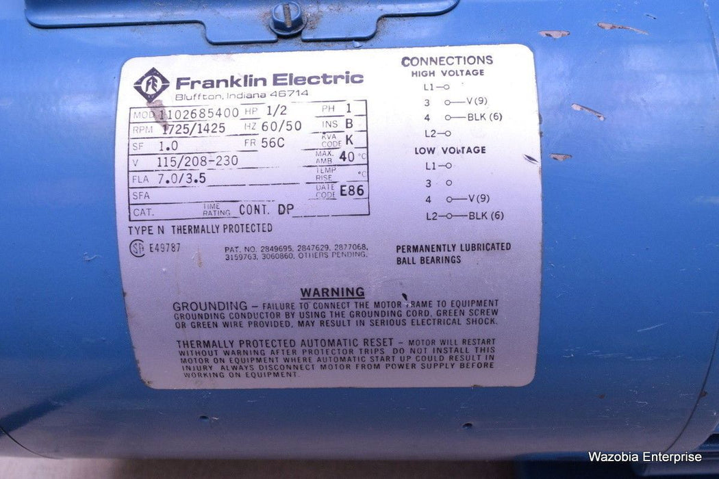 PRECISION - FRANKLIN ELECTRIC VACUUM PUMP MODEL DD-195