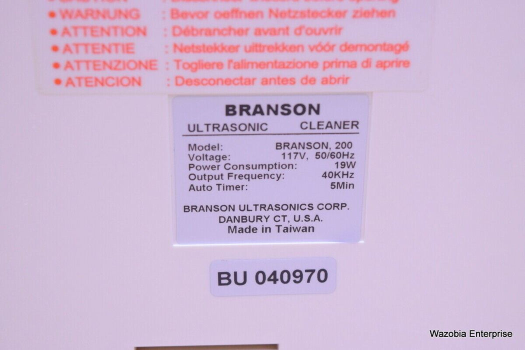 BRANSON ULTRASONIC CLEANER MODEL 200 B200