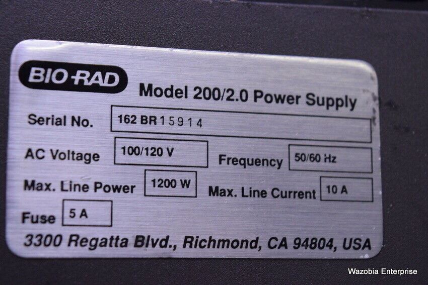 BIO-RAD MODEL 200/2.0 ELECTROPHORESIS POWER SUPPLY