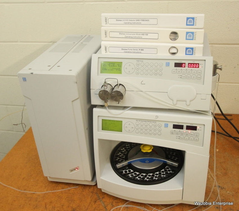 DIONEX HPLC SYSTEM P 580A 580 LPG  PUMP ASI 100 SAMPLE INJECTOR  UVD 170S 340S