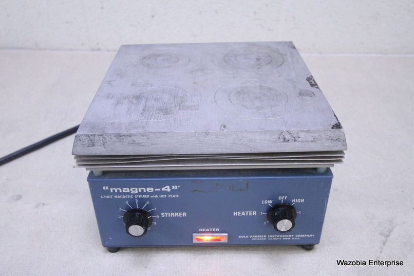 COLE-PARMER MAGNE-4 4 UNIT MAGNETIC STIRRER WITH HOT PLATE  MIXER