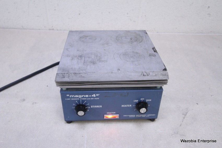 COLE-PARMER MAGNE-4 4 UNIT MAGNETIC STIRRER WITH HOT PLATE  MIXER