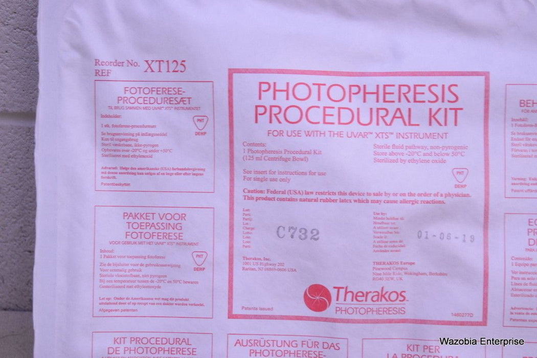 THERAKOS PHOTOPHERESIS PROCEDURAL KIT XT125 FOR UVAR XTS INSTRUMENT 01-06-19