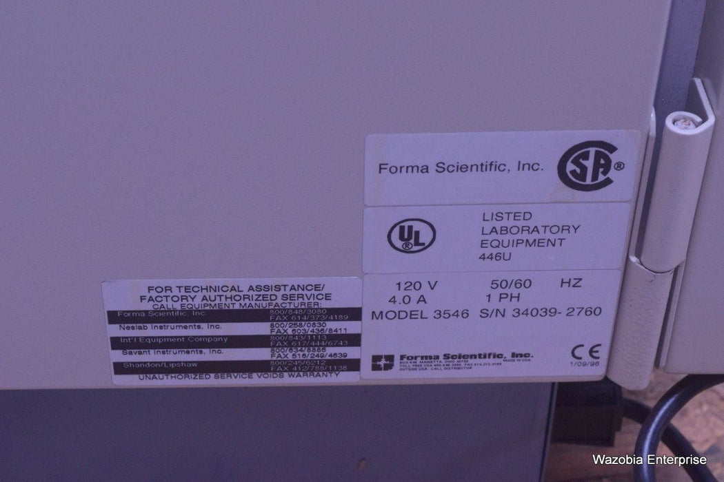 FORMA SCIENTIFIC WATER JACKETED INCUBATOR MODEL 3546