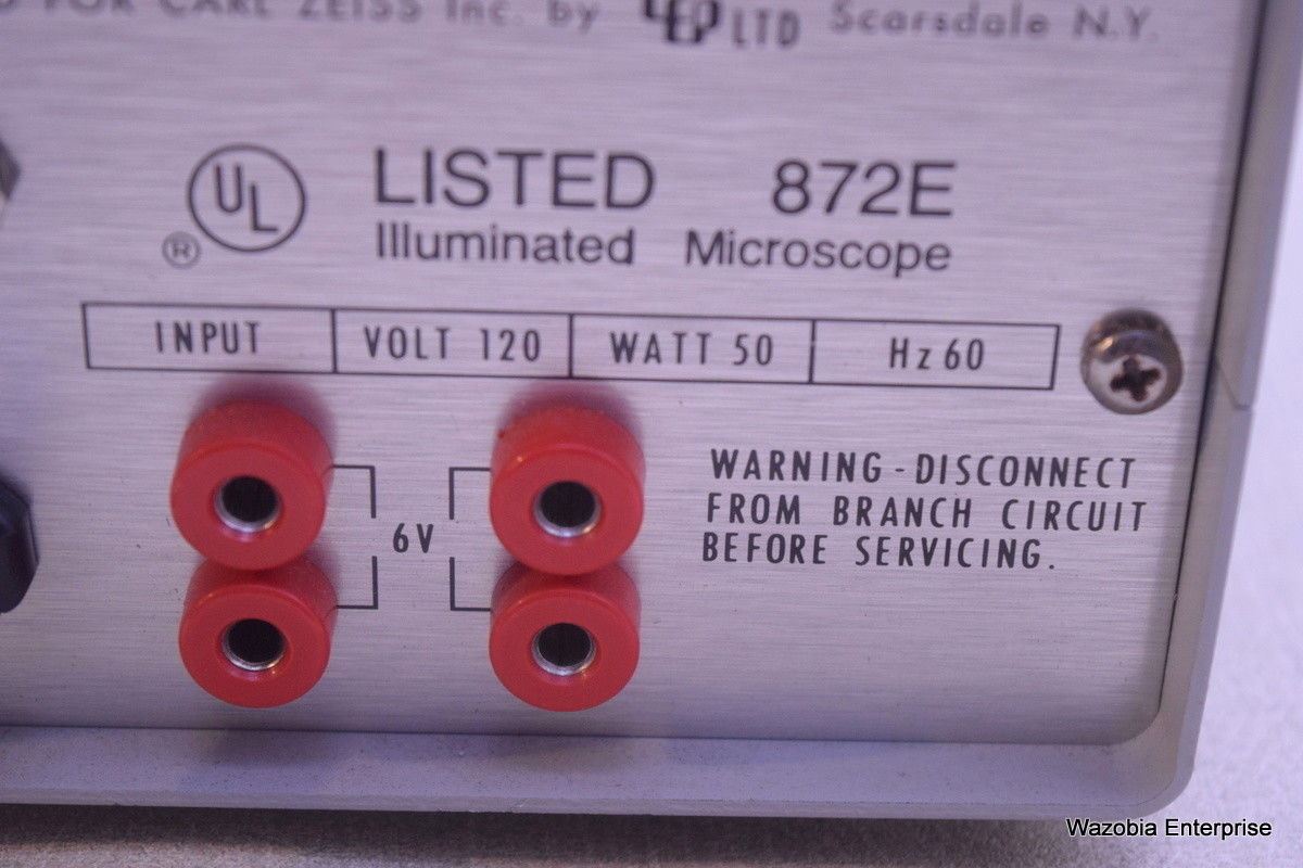 CARL ZEISS 872E ILLUMINATED MICROSCOPE MODEL 910112