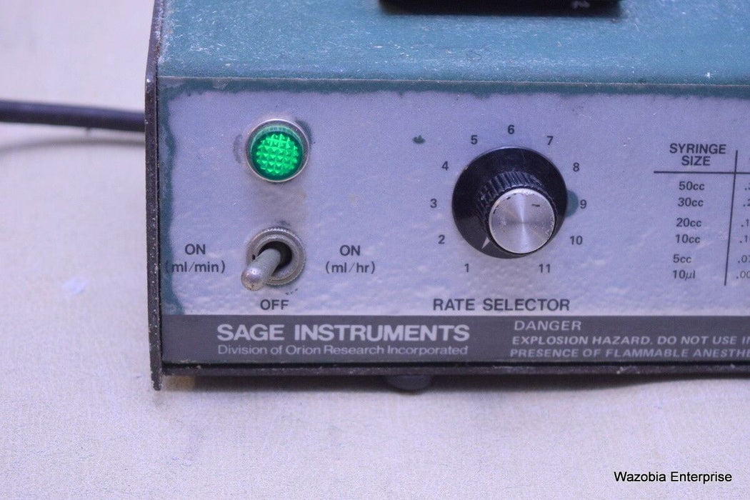 SAGE INSTRUMENT DIVISION OF ORION RESEARCH INCORPORATED SYRINGE PUMP MODEL 341 A