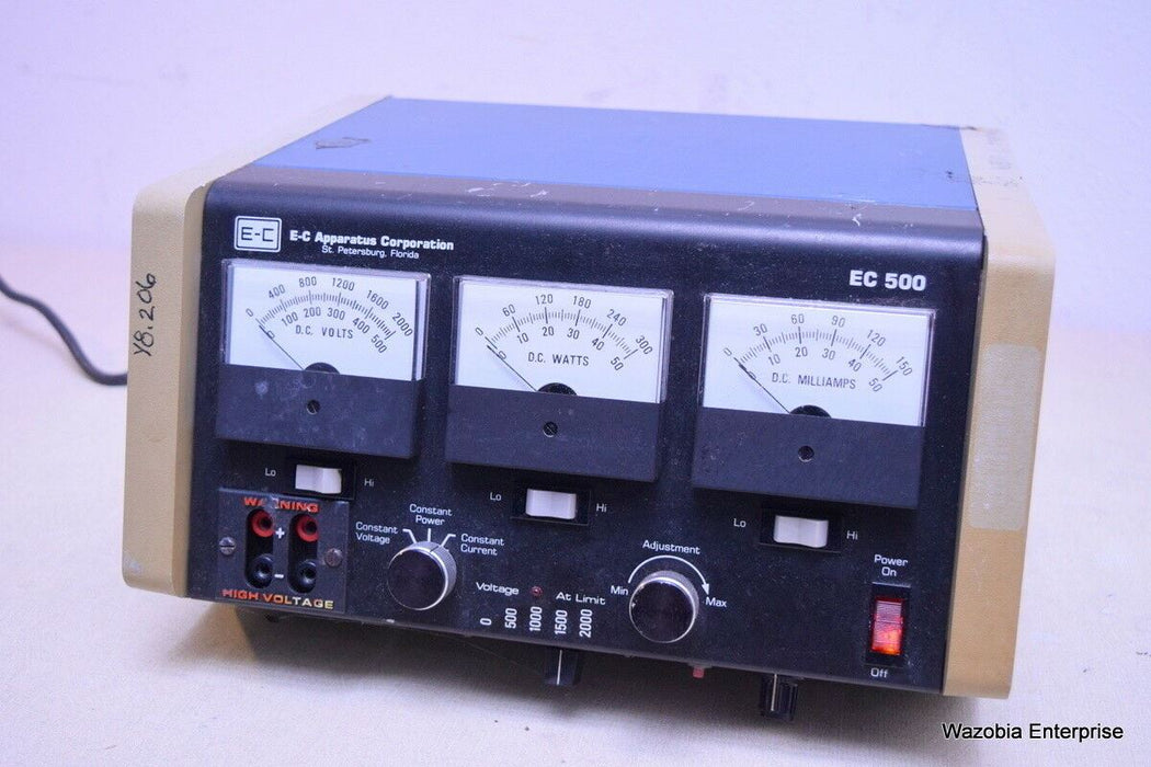 E-C APPARATUS CORP. MICROPROCESSOR CONTROLLED ELECTROPHORESIS POWER SUPPLY EC500