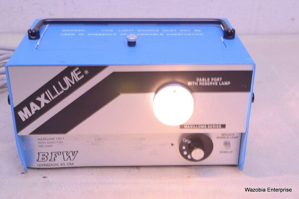 BFW MAXILLUME 150-1 WITH AUTO FAN MID 6600 FIBER OPTIC LIGHT SOURCE ILLUMINATOR